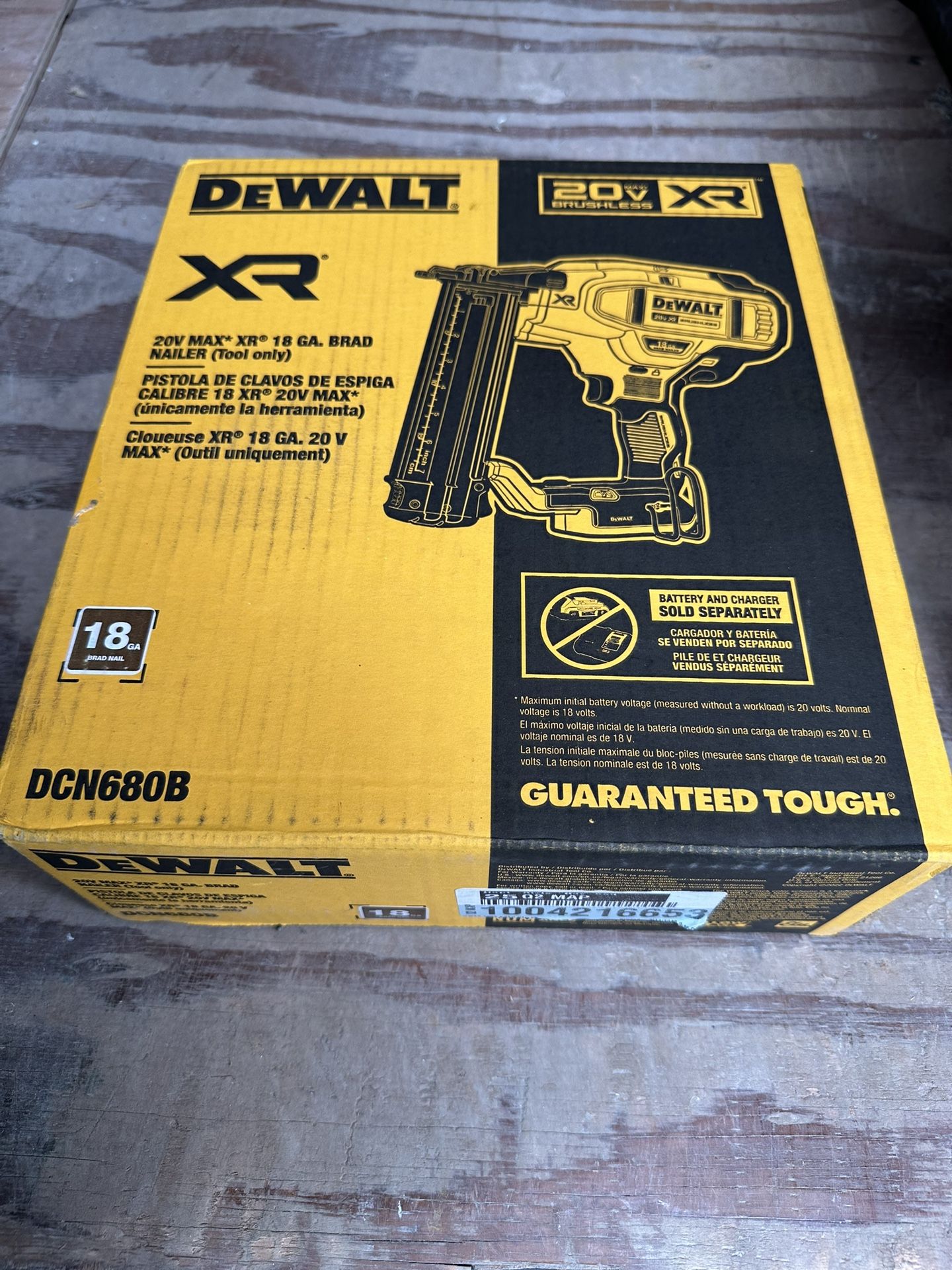 20V MAX* XR® 18 GA. BRAD NAILER (Tool only)