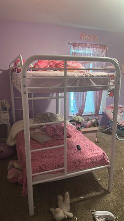 White metal bunk bed