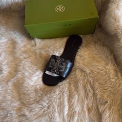 Tory Burch Slides Black Embellished 