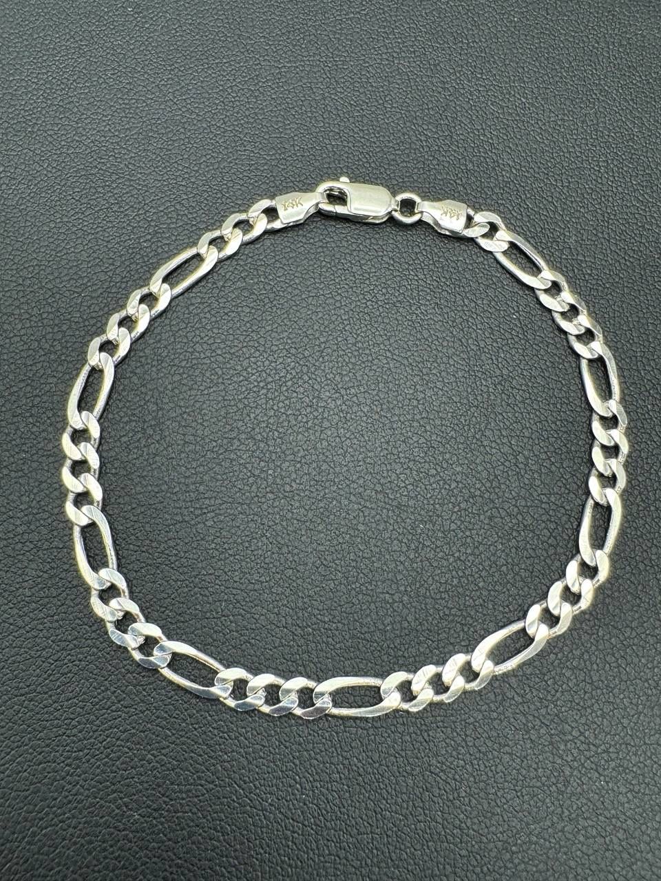 14k white gold Figaro 7” bracelet 4.2mm