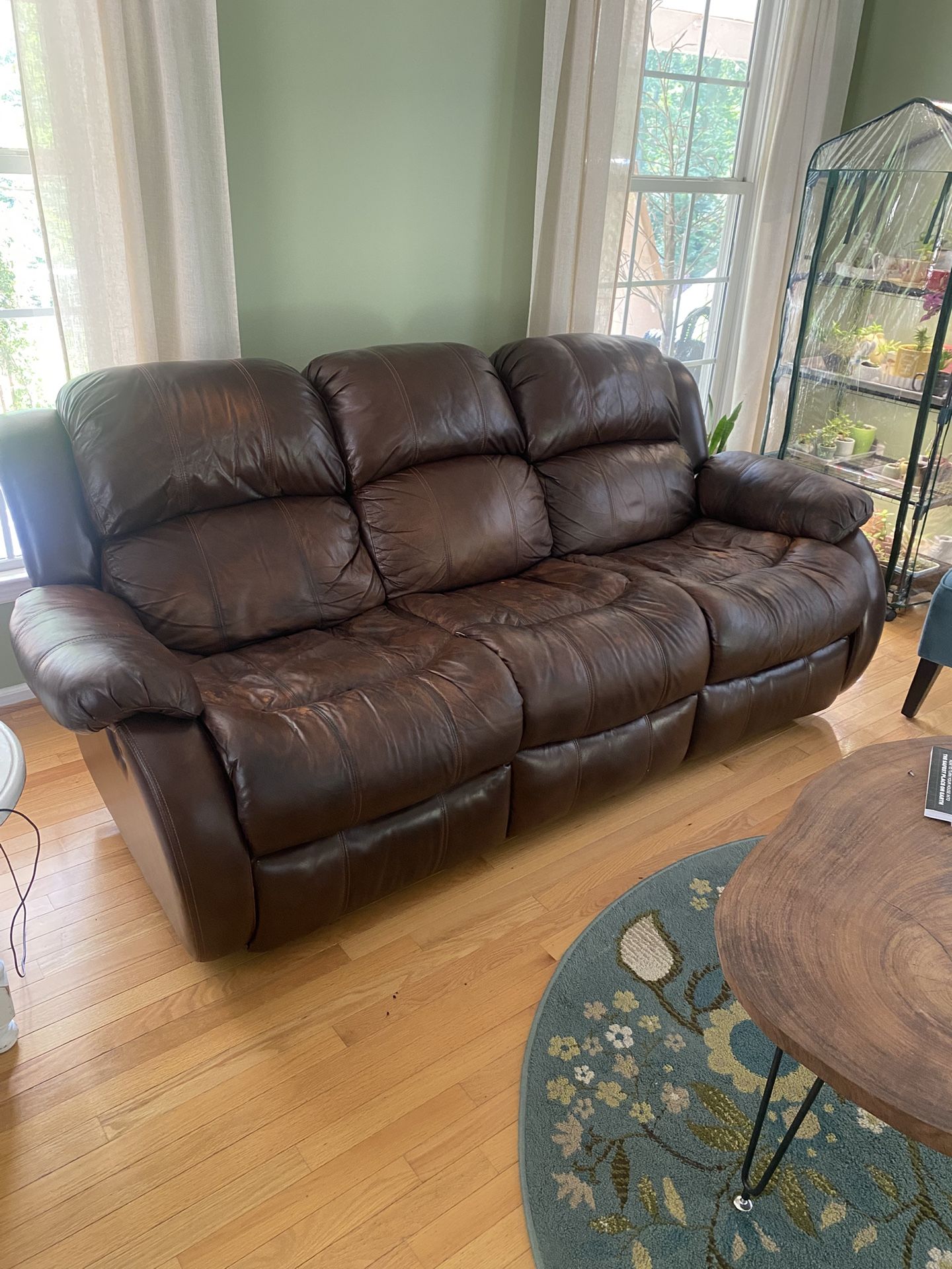 Genuine leather reclining sofa/soft leather