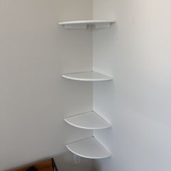 Corner White Floating Book Shelves for Wall Set of 4