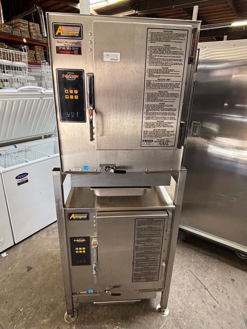 Double Strack 6 Pan Gas Convection Steam Ovens AccuTemp N61201D06 Boilerless Steam & Hold #2868