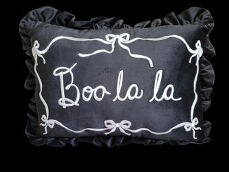 "Boo La La" Embroided Decorative Pillow 14x20in