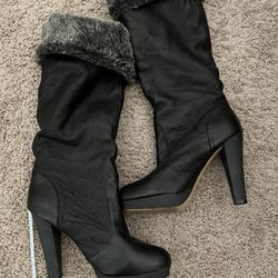 Fury Knee High Leather Boots Size 10