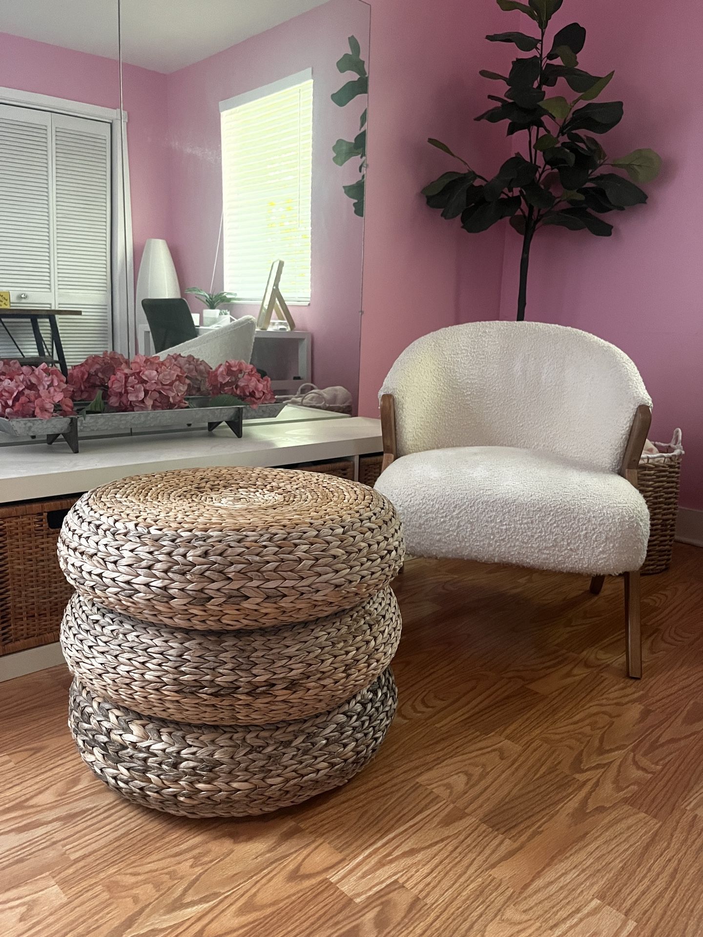 IKEA Alseda Woven Basketweave Floor Seat Meditation Cushion Stool 3/$99