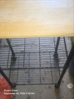 Rolling Kitchen Utility Cart with Wood Top