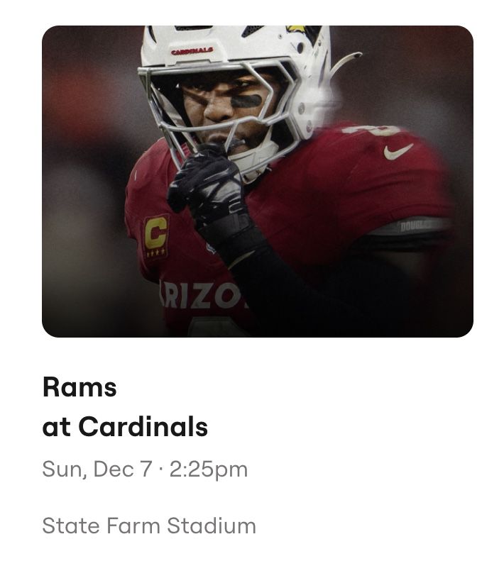 TWO 1ST ROW SEATS FOR RAMS VS CARDINALS