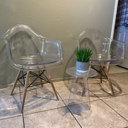 Modern Clear Acrylic Chair Set – 2 Transparent Armchairs + Matching Side Table