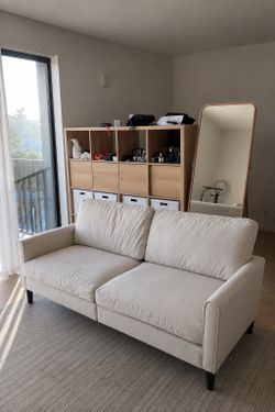 Brand new in box！73”Beige Minimalist IKEA-Style Sofa – Modern & Cozy, Removable Washable Covers