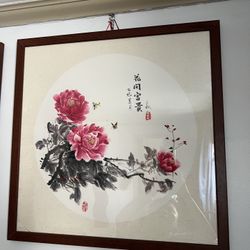 Vintage Original Chinese Watercolor Painting Framed