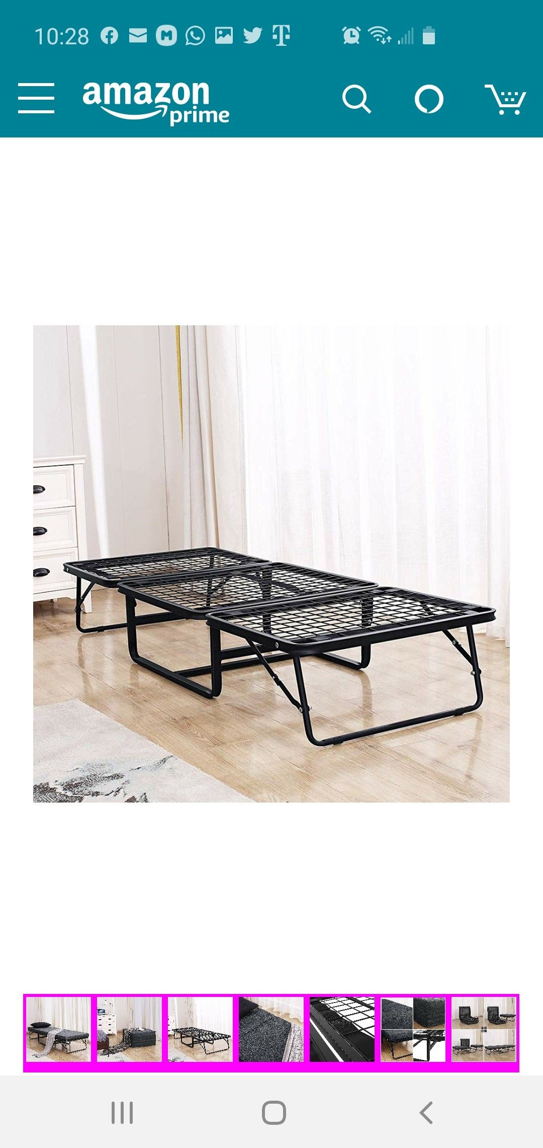 Twin size foldable convertable bed very strong metallic frame.