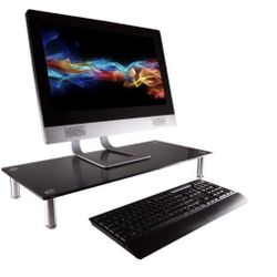 Workstream Large Desktop Monitor Stand, Black Glass