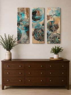 Set of 3 Abstract Canvas Wall Art Panels