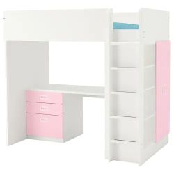 IKEA SMÅSTAD Twin Size White Loft Bed. Includes loft bed, desk with 4 drawers, wardrobe and bookcase