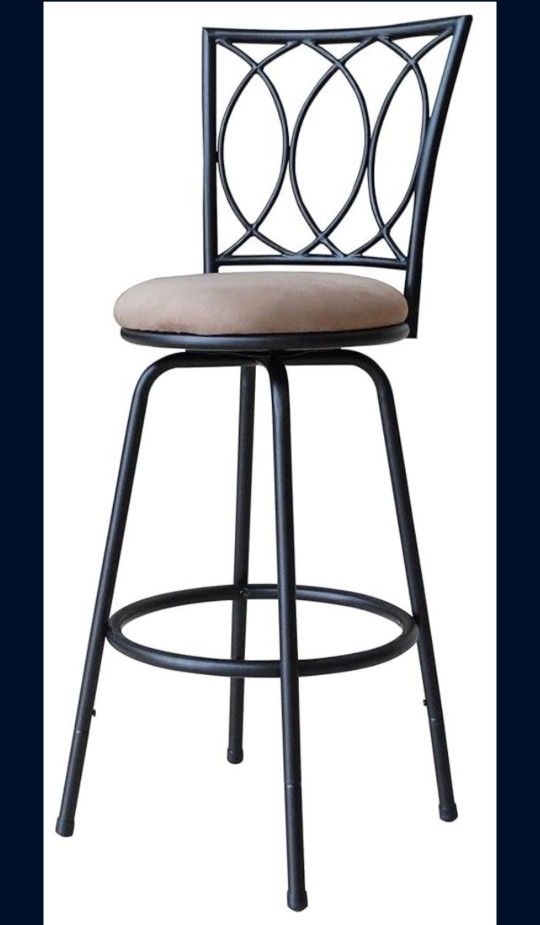Roundhill Furniture Redico Adjustable Metal Barstool, Powder Coated Black