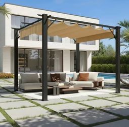 Brand new in box 10x10" LazySunsets Retractable Pergola Outdoor Deck Sun Shade Canopy, Sturdy Metal Gazebo for Modern Backyard, Patio, Deck and Garde