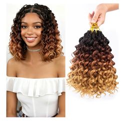 Brand new Curly Crochet Hair for Women Pre Looped Gogo Curl Crochet Hair 1B3027 Boho Crochet Braids Ombre Blonde Beach Curl Human Hair Like Braiding H