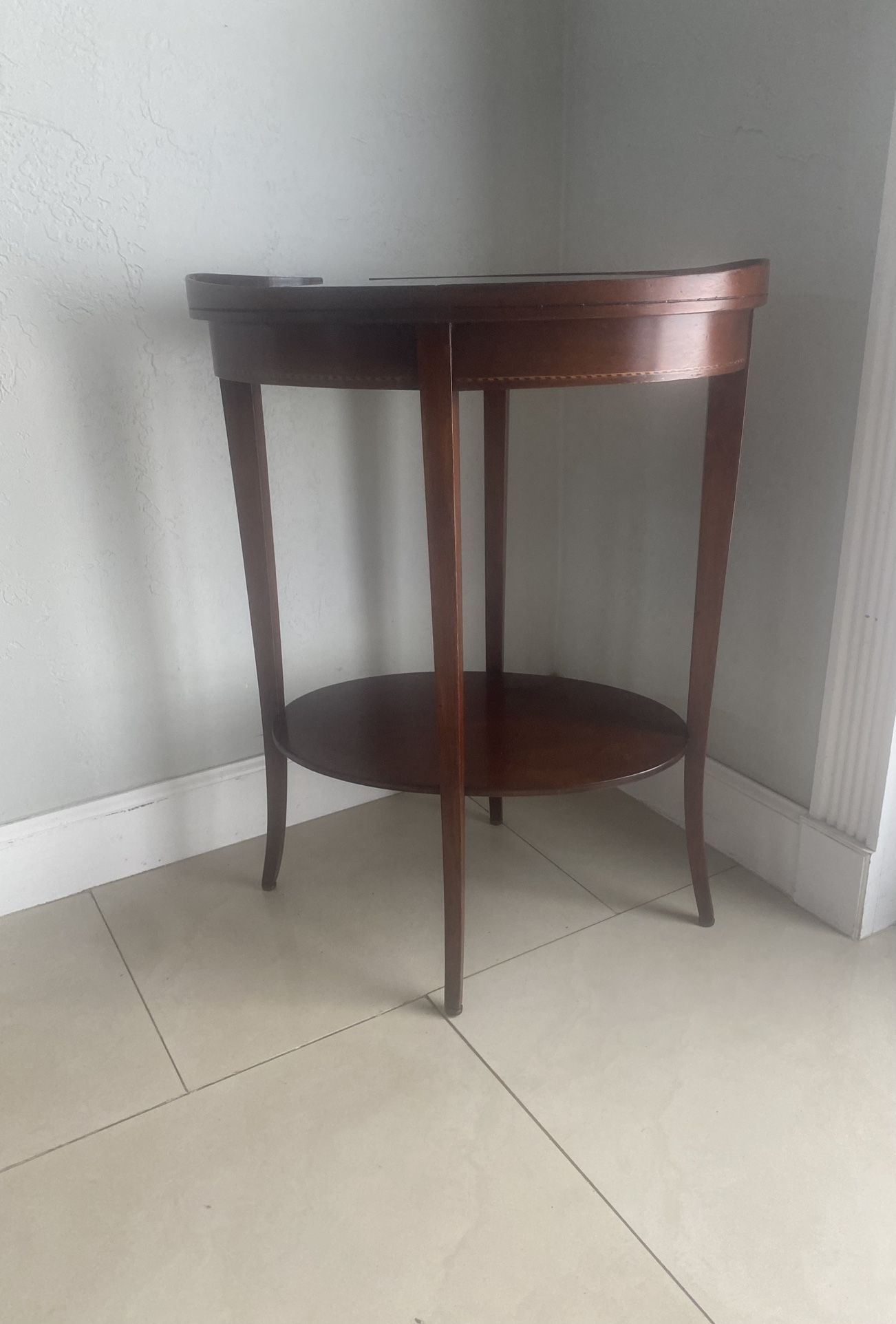 Antique 2-Tier Oval Wood Accent Table