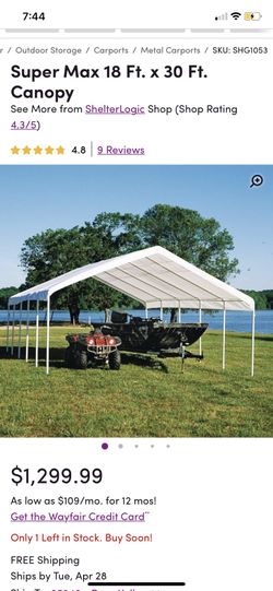 ShelterLogic Super Max Canopy only 18’X30’