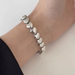 Silver Hearts Bracelet 7.25”-8.75”