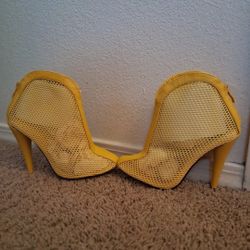 New Liliana Yellow Mesh Platform Stiletto Heels Sz 6