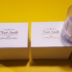 Frosted Fort Smith city ornaments