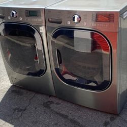 LG Front Load Washer And Stackable Gas Dryer Set In Stainless Steel 