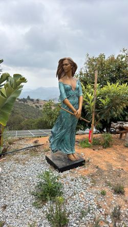 Life Size bronze lady with flute sculpture