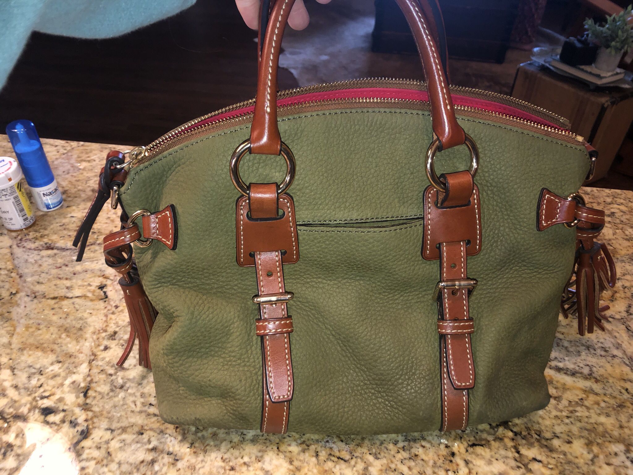 DOONEY & BOURKE NANA Saffiano Natural Double Pocket Tote, Leather Zip  Satchels for Sale in Pasadena, TX - OfferUp