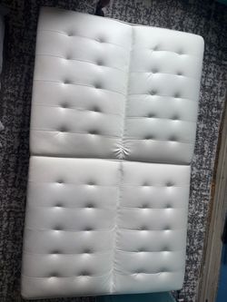White Faux Leather Tufted Armless Convertible Folding Futon Sofa Bed Single