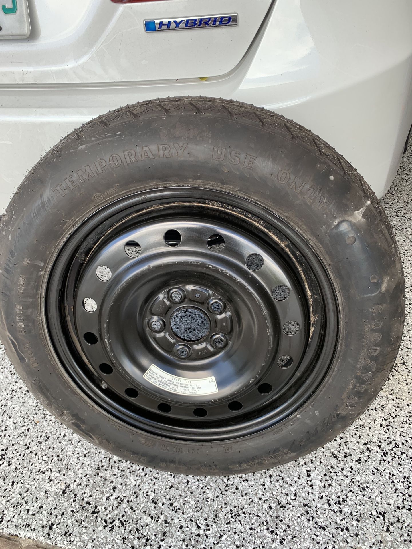 Spare Tire With Rim For2016 Acura MDX Temporary New... never used. T165 / 80 D17