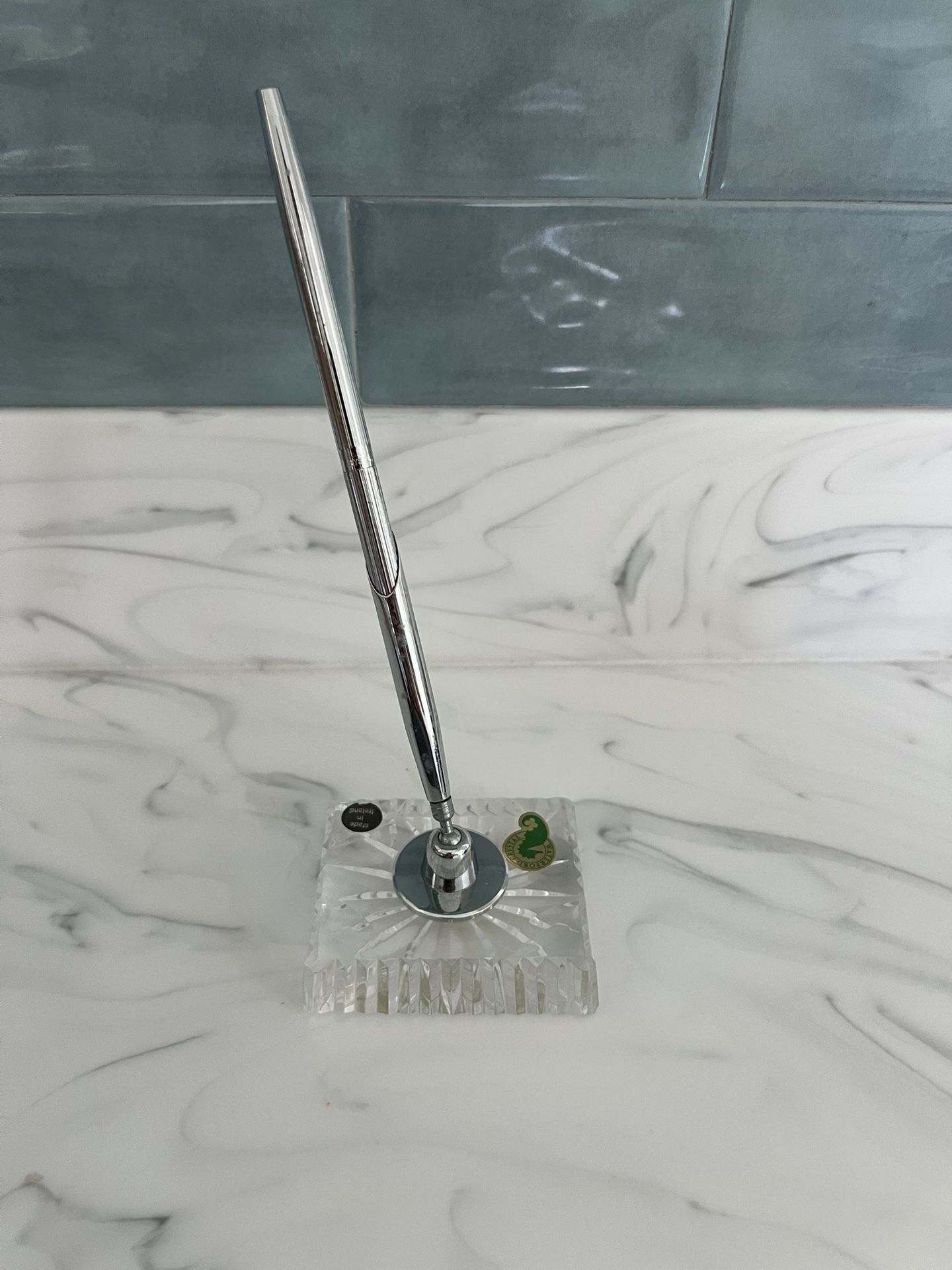 Vintage New Waterford Square Crystal Pen Holder