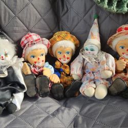 Vintage Clown Dolls Set Of 5
