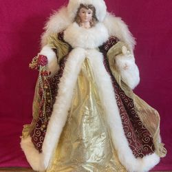 Christmas Angel Tree Topper or Tabletop Centerpiece Porcelain Feathers  16"