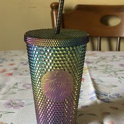 Brand New Starbucks Limited Edition Studded  Rainbow Iridescent Tumbler