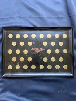 60's US Presidents Coin Tray by "Couroc of Monterey" Washington to JFK Collection (34 Coins)
