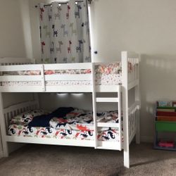 Wayfair Solid Wood Twin Bunk Bed + 2 Mattresses (Ready to Go!)