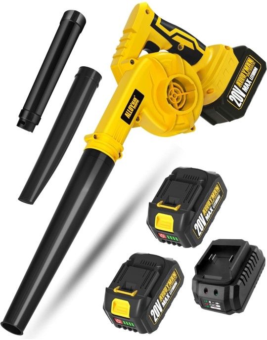 ALLOYMAN Leaf Blower, 20V Cordless Leaf Blower, with 2 X 4.0Ah Battery & Charger, 2-in-1 Electric Leaf Blower & Vacuum for Yard Cleaning/Snow Blowing.