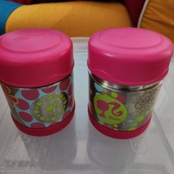 Two Thermoses 10 Oz Pink Heated Cold Food Jar Girls