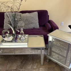Mirrored Coffee Table  & Mirrored Side Table