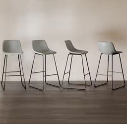 LUE BONA Gray 30.0-in H Bar height Metal Bar Stool 4 -Pack