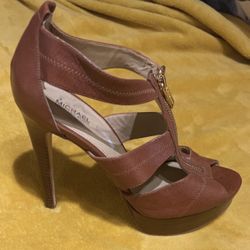 Caramel Brown / Burnt Orange  Michael Kors Zipper Heels