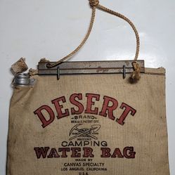 Vintage Desert Brand Camping Water Bag USA Los Angeles CA Canvas