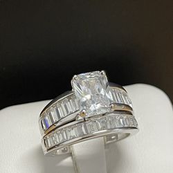 Women Engagement Wedding Ring Set .925 Sterling Silver Size 5.6.7.11