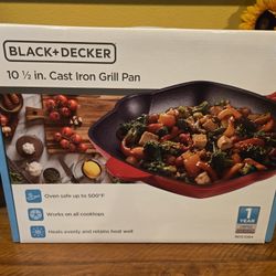 Black+Decker 10.5" Cast Iron Grill Pan, brand new