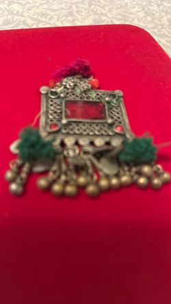 Tribal Pendant with Bells and Pompoms