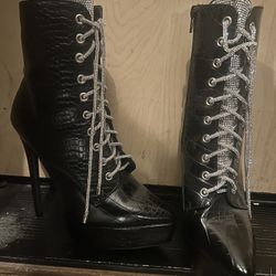 New Black High Heel Boots 