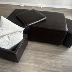 Leather Ottoman/Bench with Storage