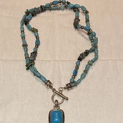 Silver Turquoise Design Vintage Necklace